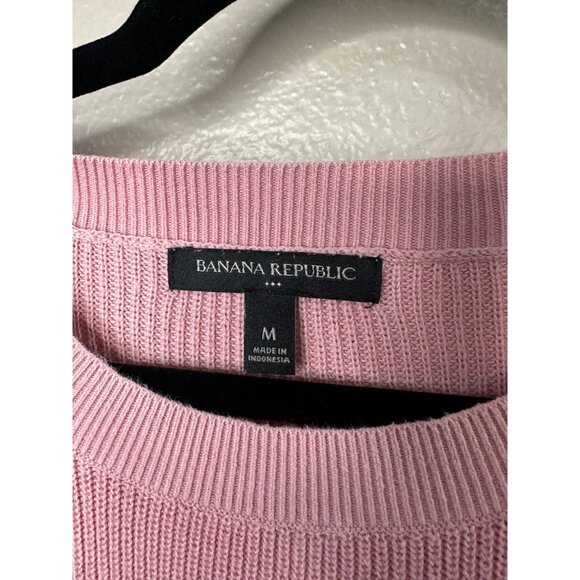 Banana Republic Women's Pink Sweater medium cotton pullover long sleeve‎ - Picture 3 of 6